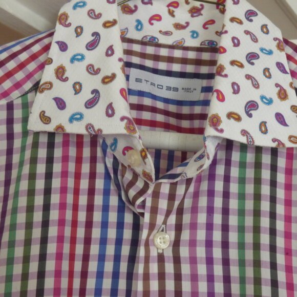 Etro gingham dress shirt with contrasting paisley. Only worn once. - Picture 2 of 7